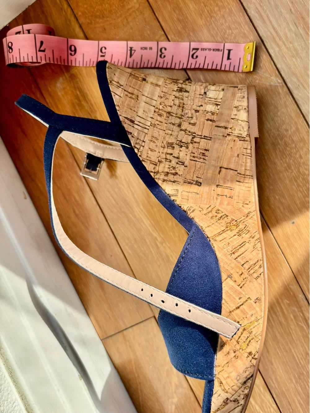 Charles By Charles David Navy Cork Wedge Ankle Strap Sandals